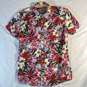 Deus, xl , floral print short sleeve button down shirt